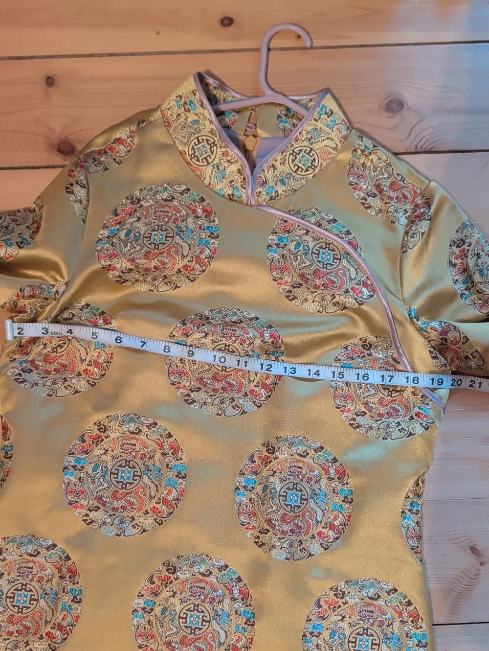 Original Nastygal Chinese Style Gold Brocade Dress Size Large - Picture 10 of 12